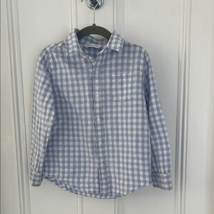 Janie and Jack Blue and White Gingham Button Down Shirt